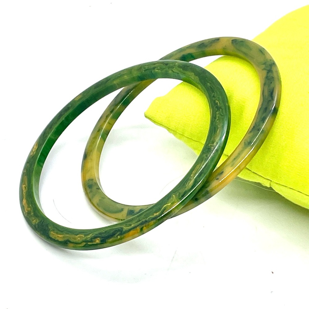 1930’s Green End of Day Bakelite Bangles